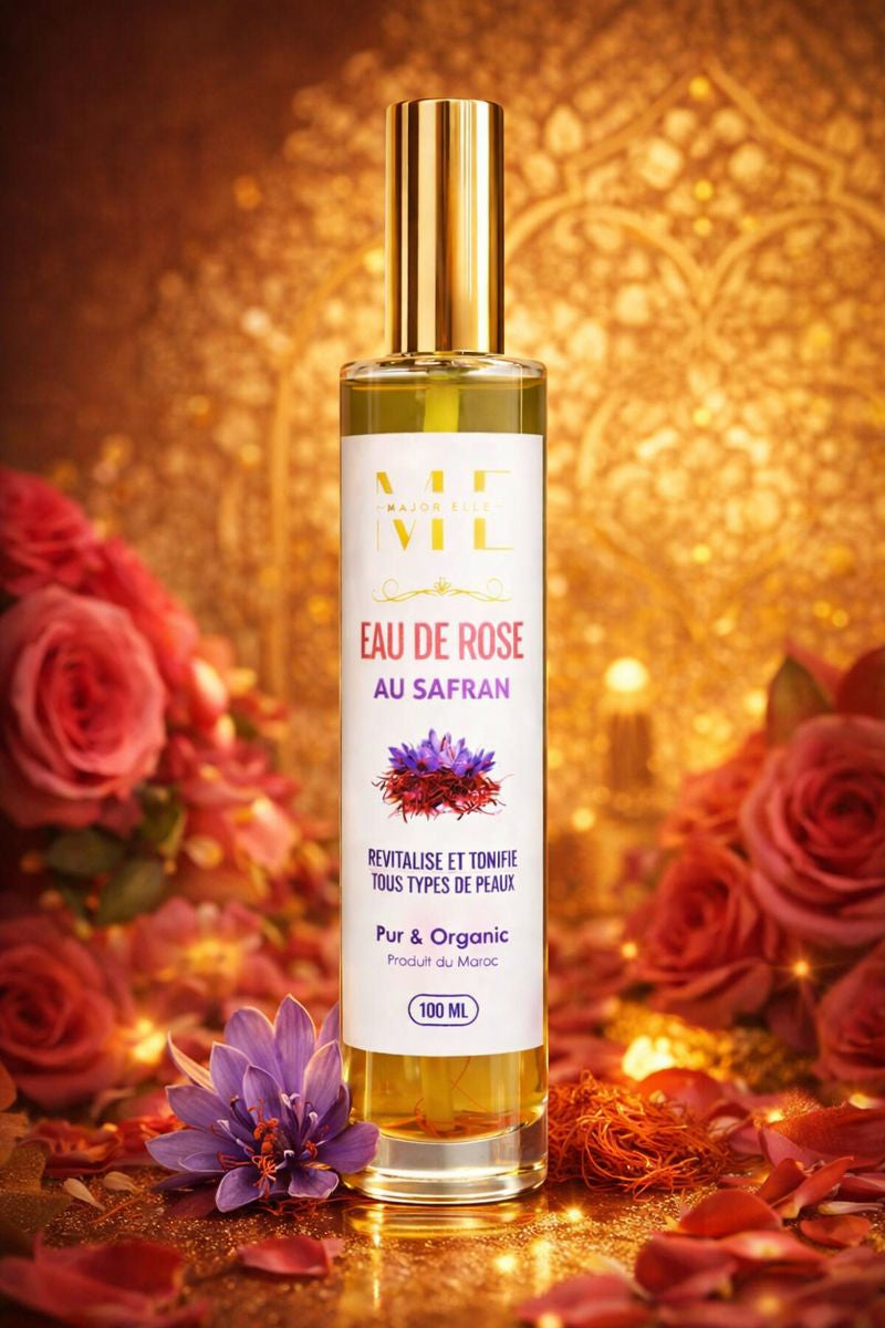 Eau de Rose au Safran 100 ml – Teint Lumineux & Soin Éclat Anti-Âge