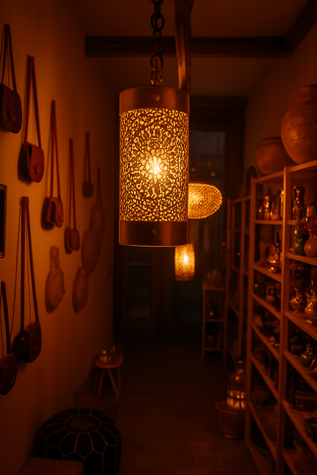 Lanterne Cylindrique 20cm en Laiton Ciselé – Artisanat d’Exception : Élégance et Luminosité Artisanale