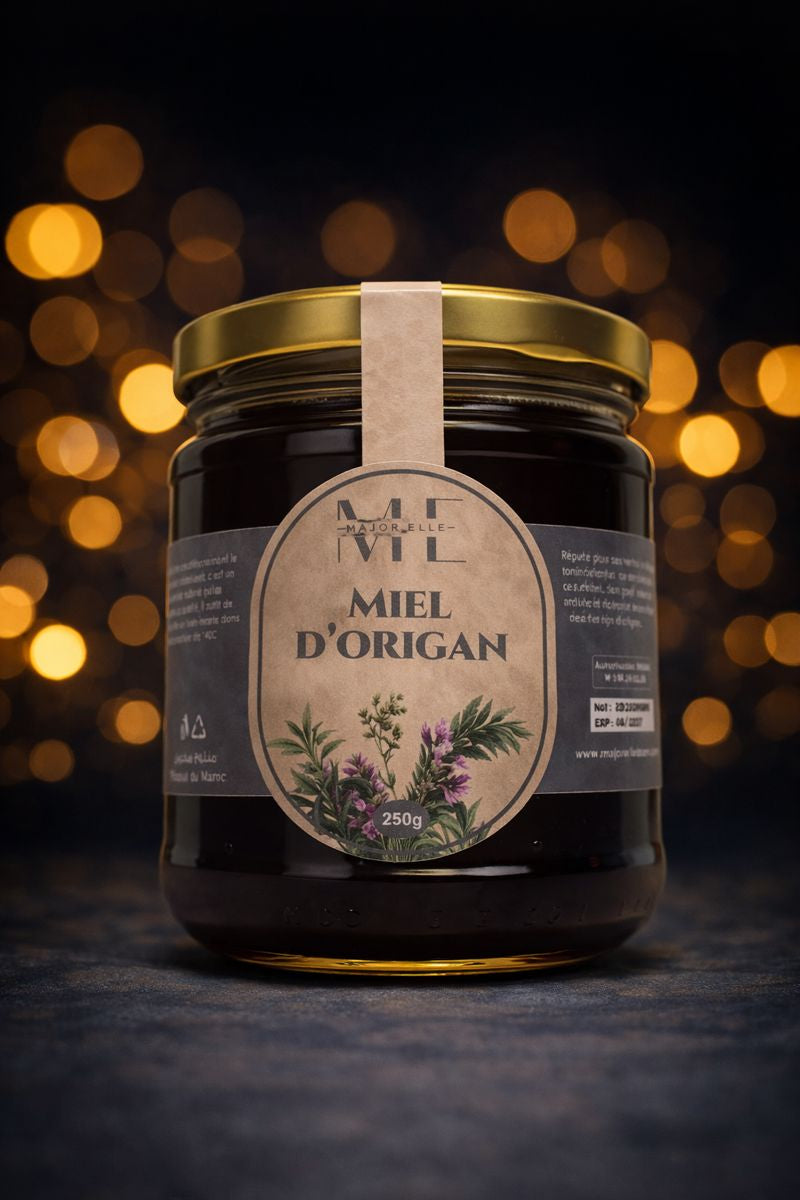 Miel d’origan naturel Major’Elle 250 g – miel aromatique aux bienfaits digestifs