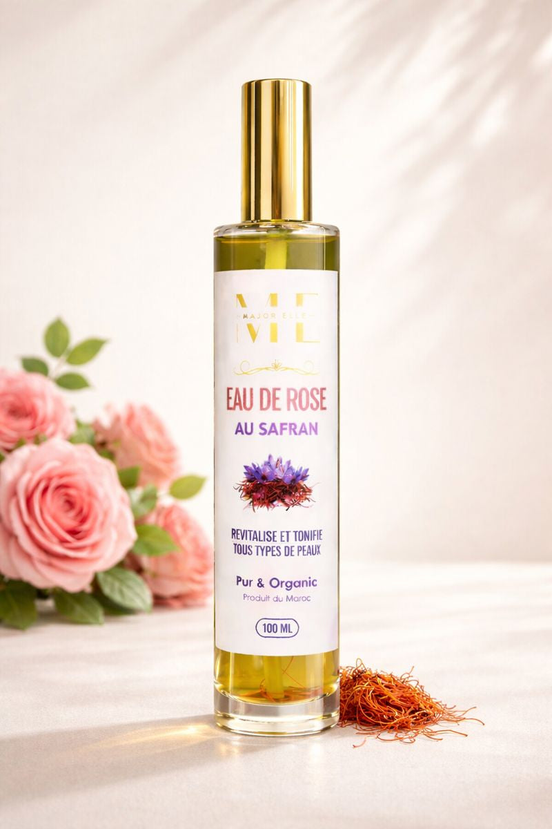 Eau de Rose au Safran 100 ml – Teint Lumineux & Soin Éclat Anti-Âge