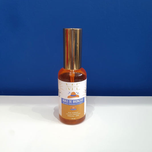Huile de bronzage aux huiles précieuses et extrait de carotte-50ml