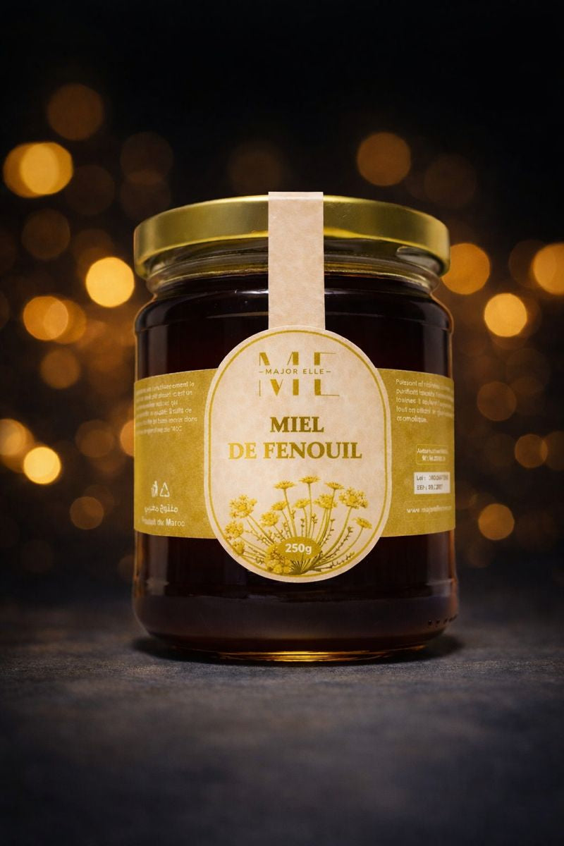Miel de fenouil naturel Major’elle 250 g – miel à la saveur anisée
