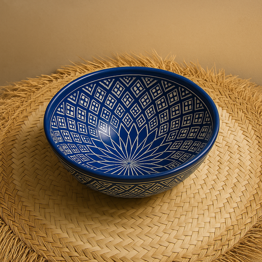 Saladier en Terre Cuite Peint à la Main – Artisanat Traditionnel de Fès